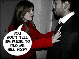 Jessica grabs David desperately: 'You won't tell him where to find me will you?!'