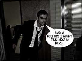 David Warrington bursts into Dean Miller's office: 'Had a feeling I might find you in here..'