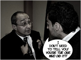 David grabs Dean Miller with both hands and pulls him out of his seat: 'I don't need to tell you!! You're the one who did it!!'