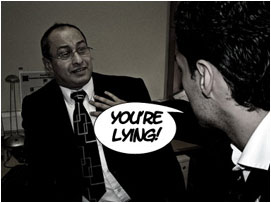 David Warrington pushes Dean Miller back into his chair: 'You're lying!'