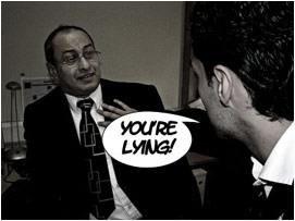 David forcefully pushes Miller back to his swivel chair: Youre lying!