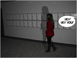 Jessica is seen walking back to her apartment. A voice shouts after her: Hey! Hey you!