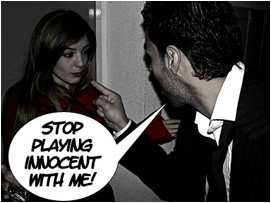 David points at her: Stop playing innocent with me!