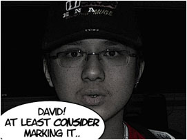 Clearly for Paul there is more on the line than just a University grade as he begs: 'David! At least consider marking it..'