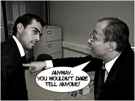 Miller then pokes David in the chest: 'Anyway.. You wouldn't dare tell anyone!'