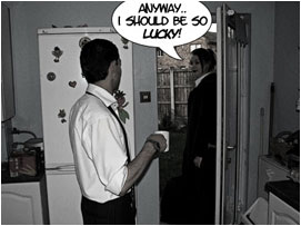 As she leaves with her bags to stay the weekend with her mother, she jokes once more: 'Anyway.. I should be so lucky!