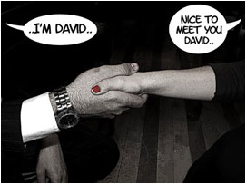 He then shakes Jessica's hand whilst introducing himself: 'I'm David..' Jessica: 'Nice to meet you David..'