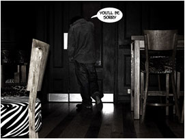 Paul leaves the bar mumbling something to himself about David being sorry as he does so'