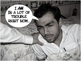 David looks pained: 'I AM in a lot of trouble right now..'