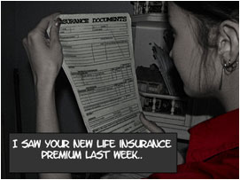She then has a flashback of her opening David's insurance letter. She narrates: 'I saw your new life insurance premium last week..'